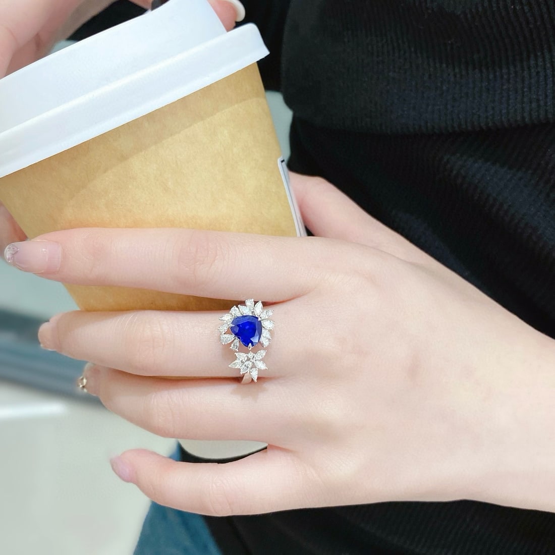 14k Gold 2.93 Ctw Natural Sapphire & Diamond Ring - 5