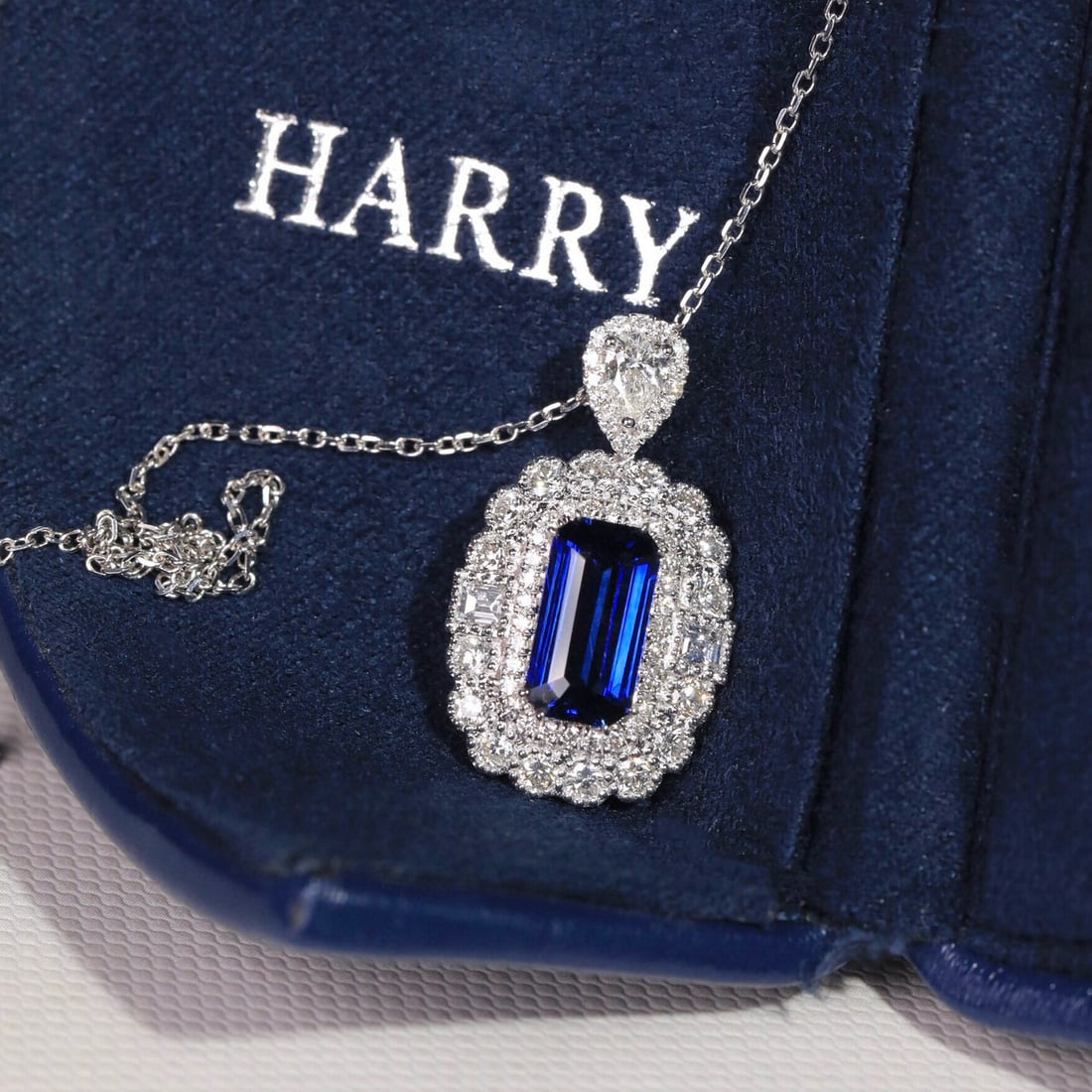 14k Gold 1.88 Ctw Natural Sapphire & Diamond Pendant( Without Chain ) - 2