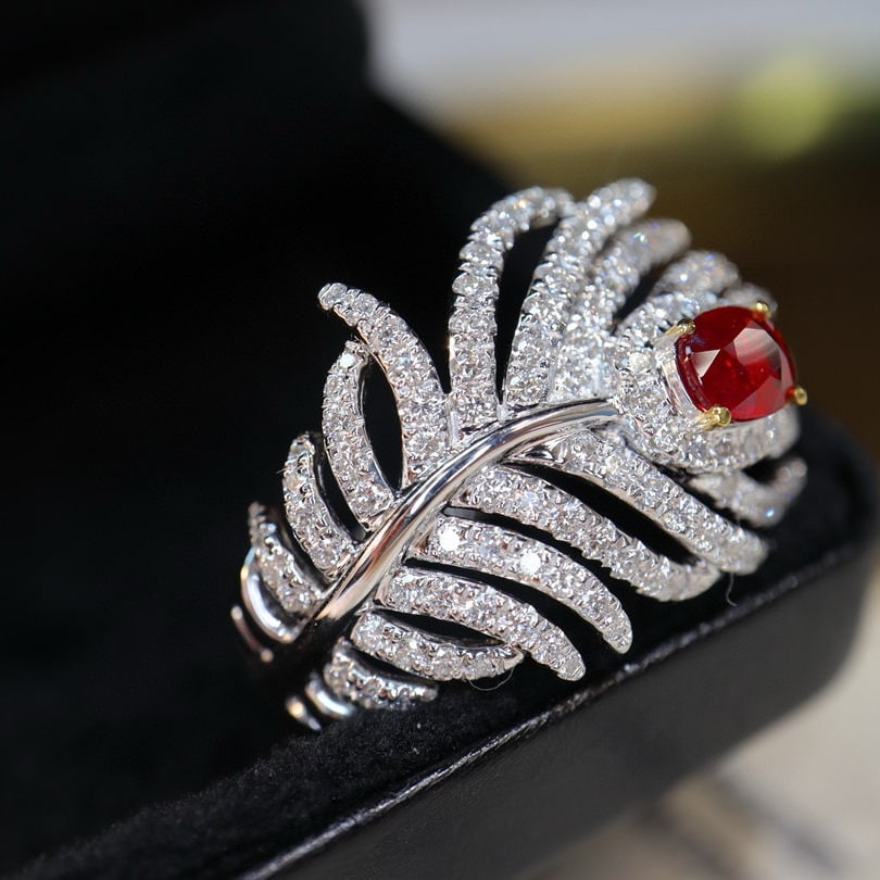 14k Gold 1.43 Ctw Natural Ruby & Diamond Ring - 2