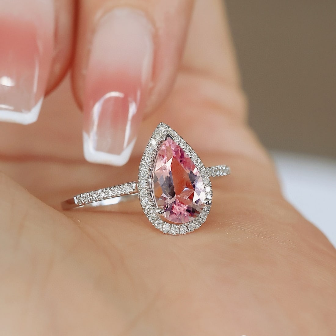 14k Gold 1.23 Ctw Natural Morganite & Diamond Ring - 3