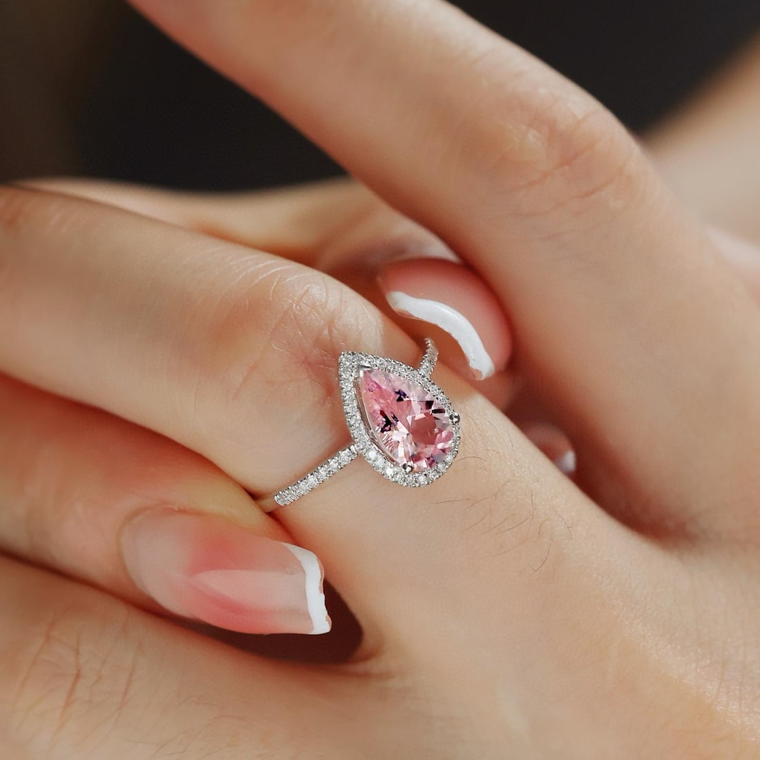 14k Gold 1.23 Ctw Natural Morganite & Diamond Ring - 5