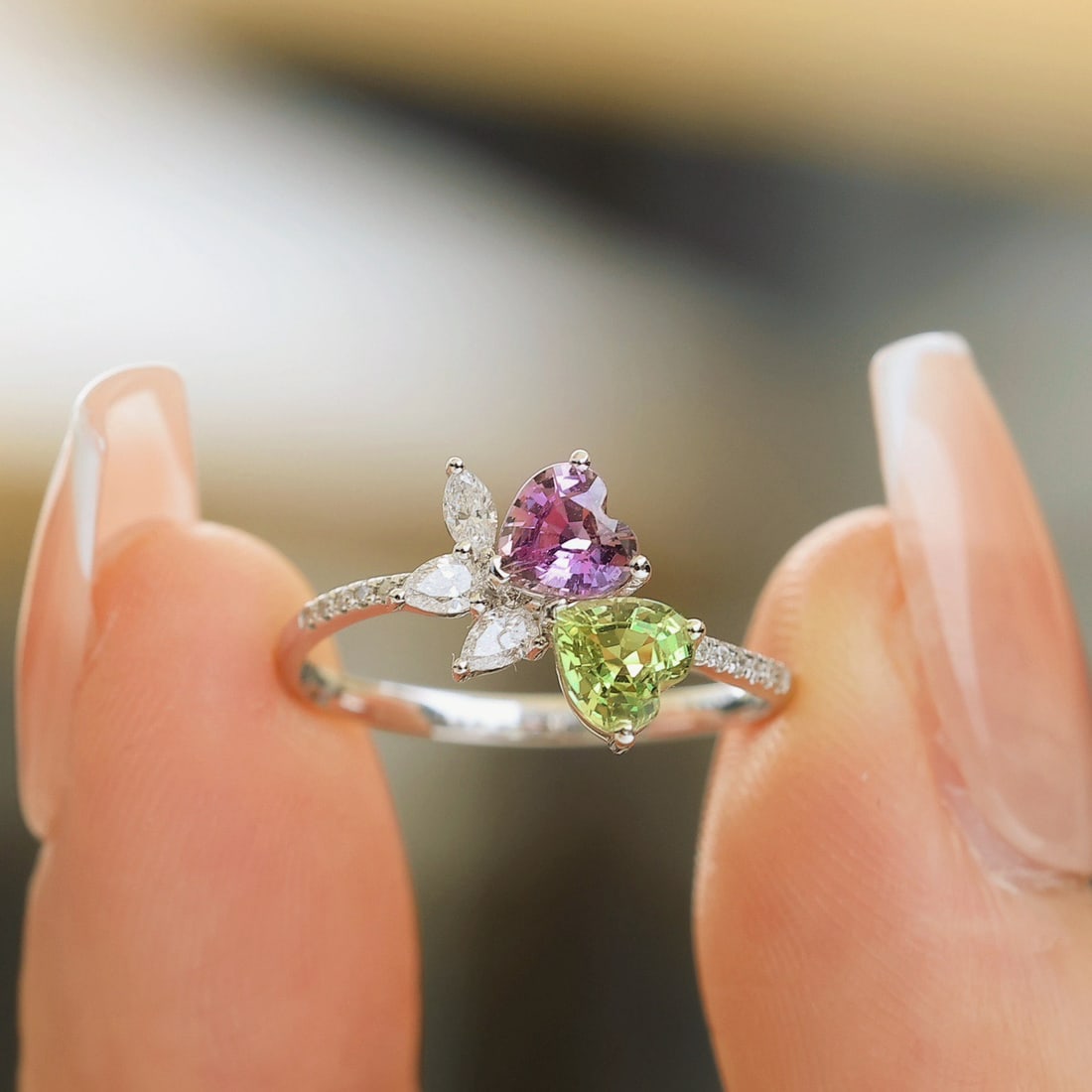 14k Gold 1.27 Ct Natural Sapphire & Diamond & Toi Et Moi Ring: Ref:230996013 // gold content:14k gold // ring size:7. 25us // // main gemstone:sapphire // shape:heart // carat weight:1. 27ct // color:color // treatment:natural // // adjacent gemstone 2 : diamond