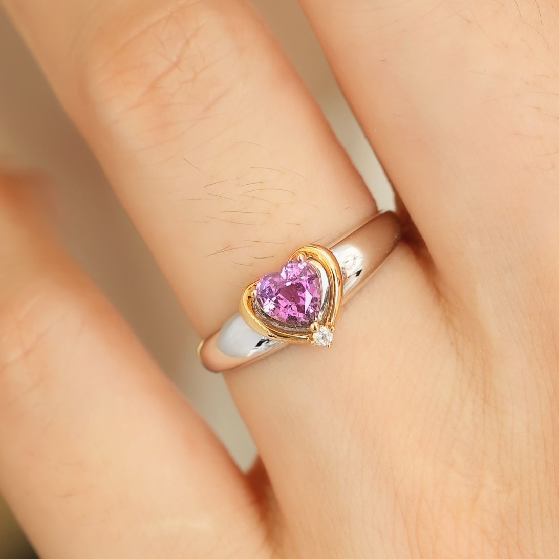 14k Gold 0.59 Ct Natural Sapphire & Diamond Ring - 3