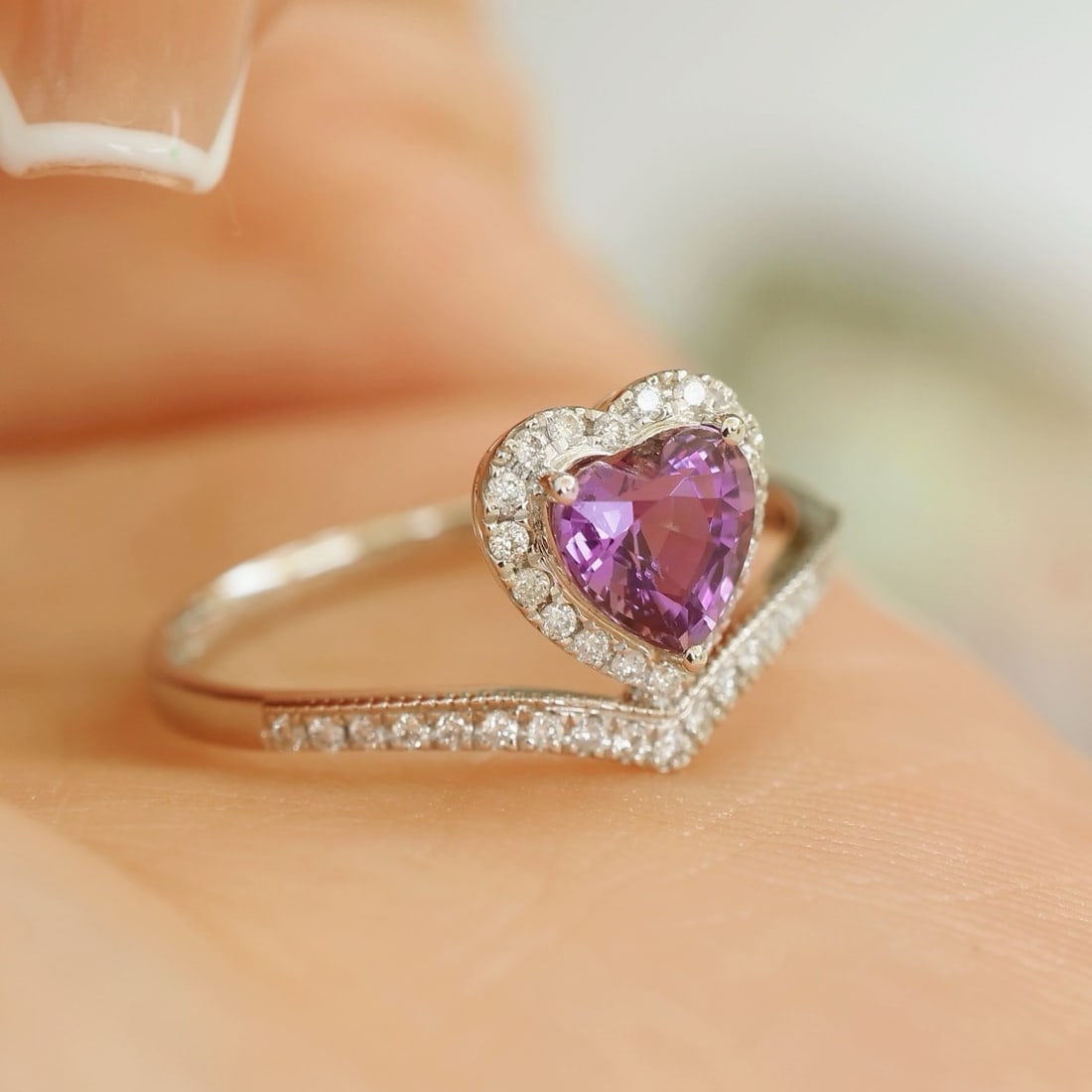 14k Gold 0.56 Ct Natural Sapphire & Diamond Ring - 2