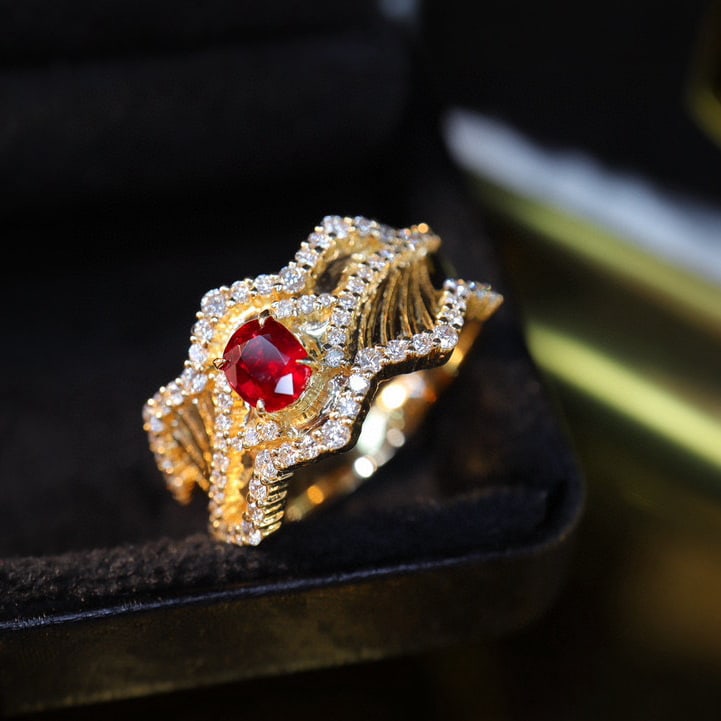 14k Gold 1.03 Ctw Natural Ruby & Diamond Ring - 4