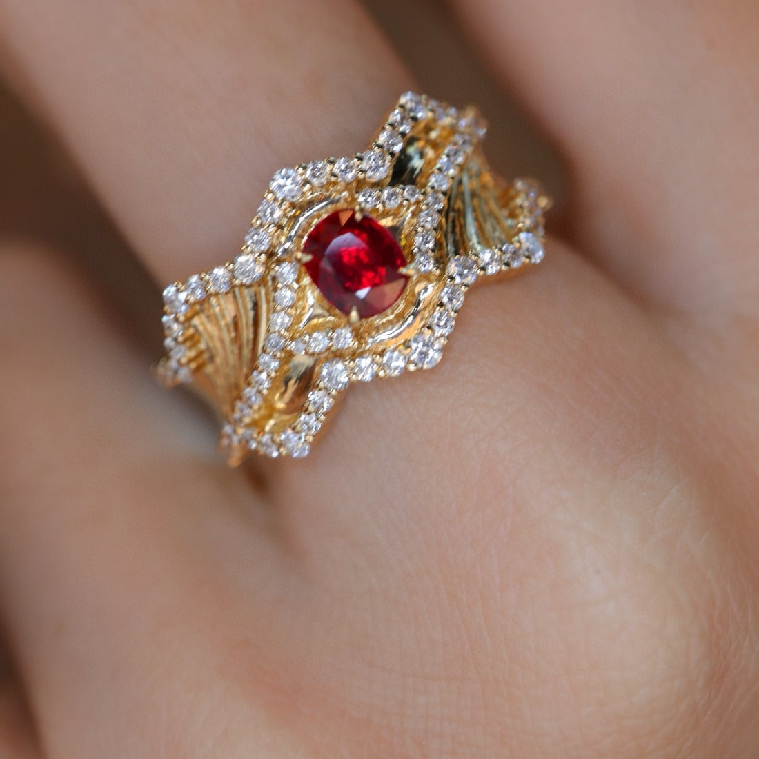 14k Gold 1.03 Ctw Natural Ruby & Diamond Ring - 5