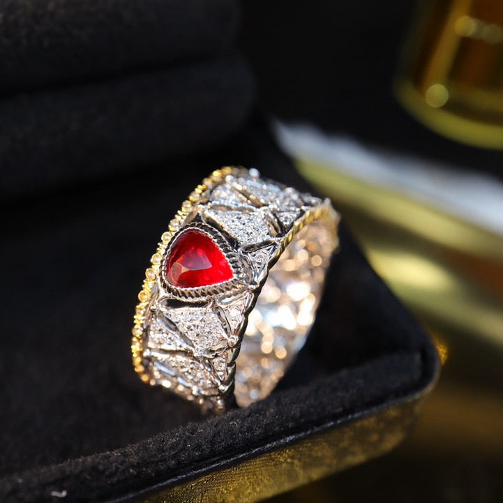 14k Gold 0.91 Ctw Natural Ruby & Diamond Ring - 2