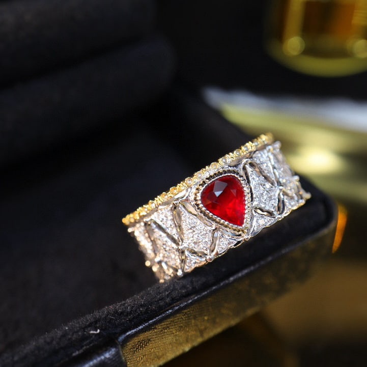 14k Gold 0.91 Ctw Natural Ruby & Diamond Ring - 3