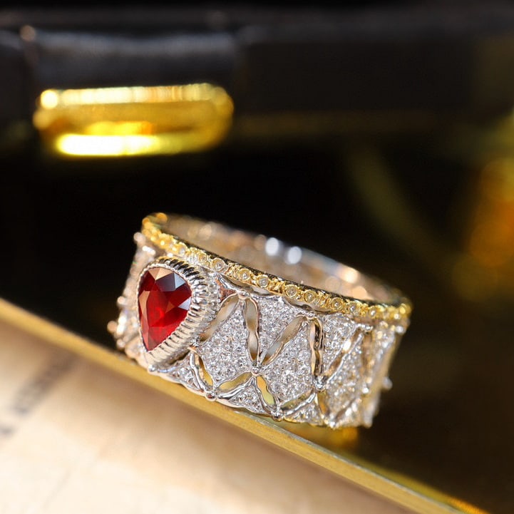 14k Gold 0.91 Ctw Natural Ruby & Diamond Ring - 4