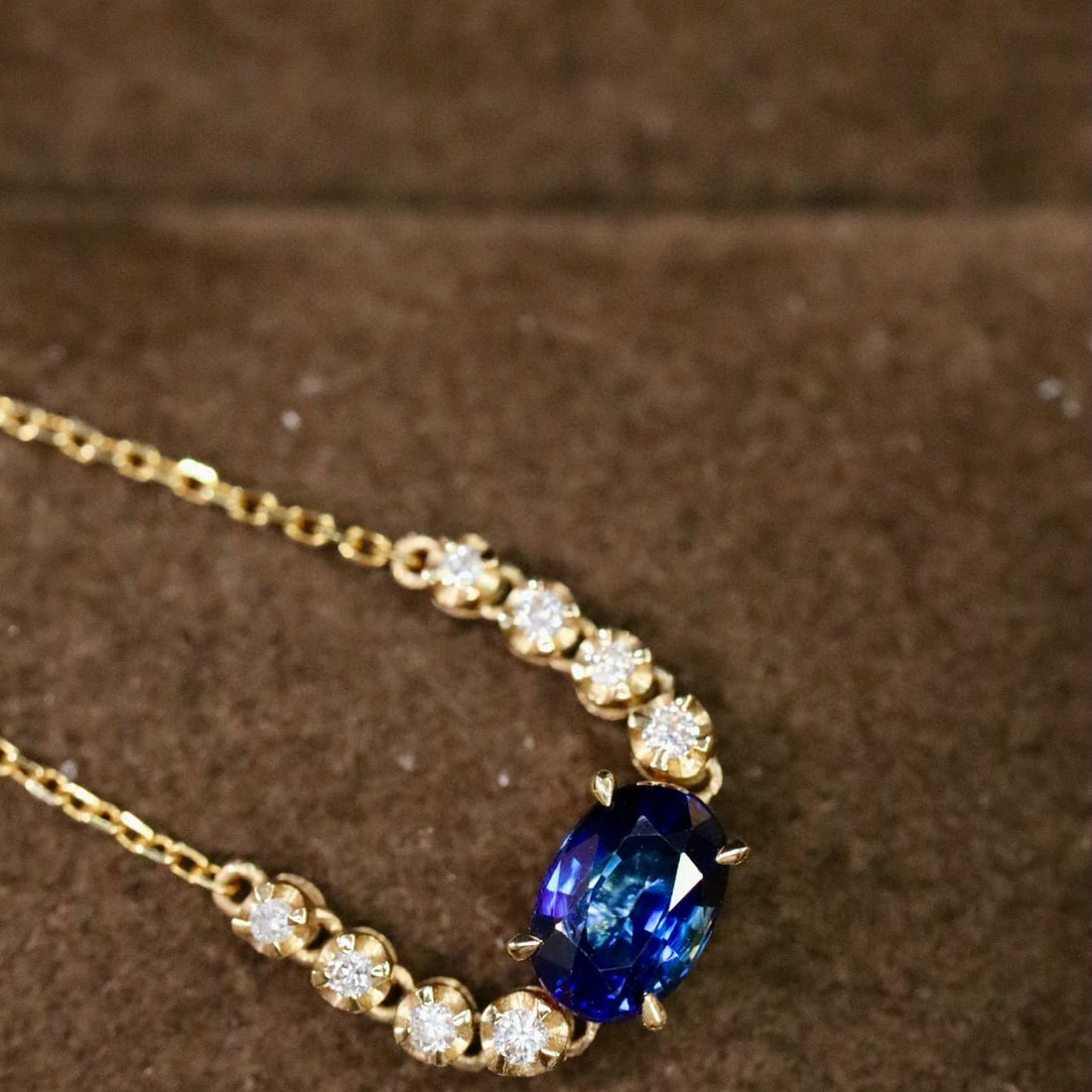 14k Gold 0.71 Ctw Natural Sapphire & Diamond Necklace - 3