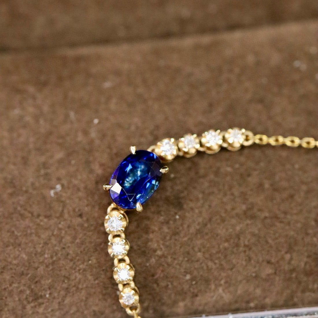 14k Gold 0.71 Ctw Natural Sapphire & Diamond Necklace - 4