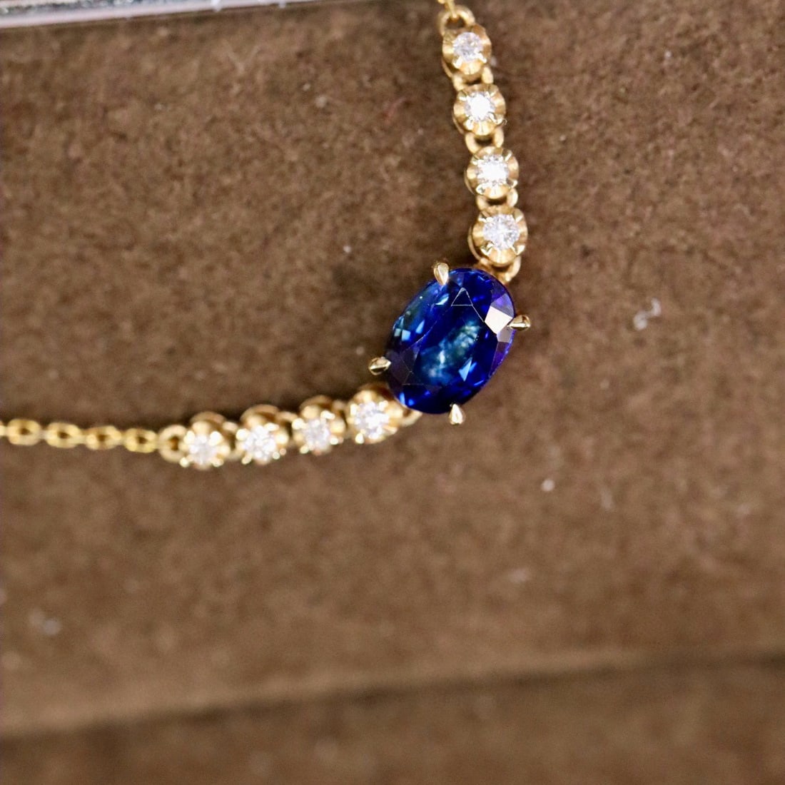 14k Gold 0.71 Ctw Natural Sapphire & Diamond Necklace - 6