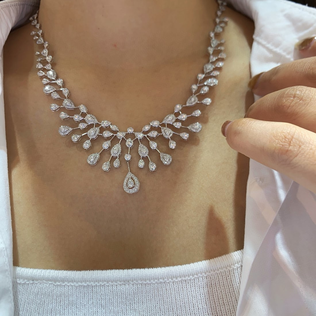 14k Gold 6.8 Ct Natural H Diamond Necklace - 6