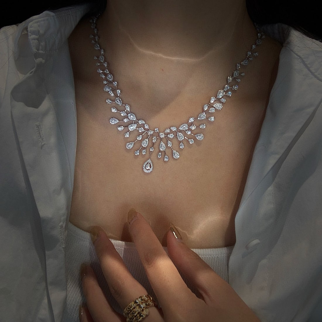 14k Gold 6.8 Ct Natural H Diamond Necklace - 7