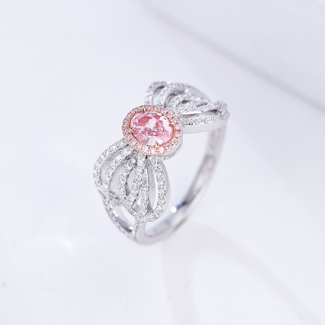 14k Gold 0.98 Ctw Natural Pink Diamond & Diamond Ring - 3