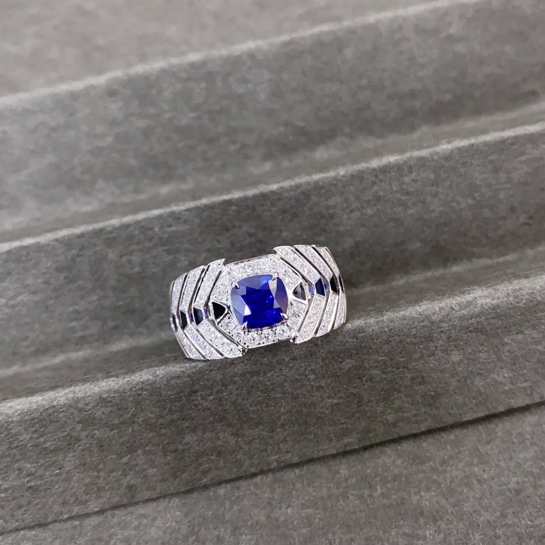 14k Gold 1.94 Ctw Natural Sapphire & Diamond & Men¡¯s Ring - 5