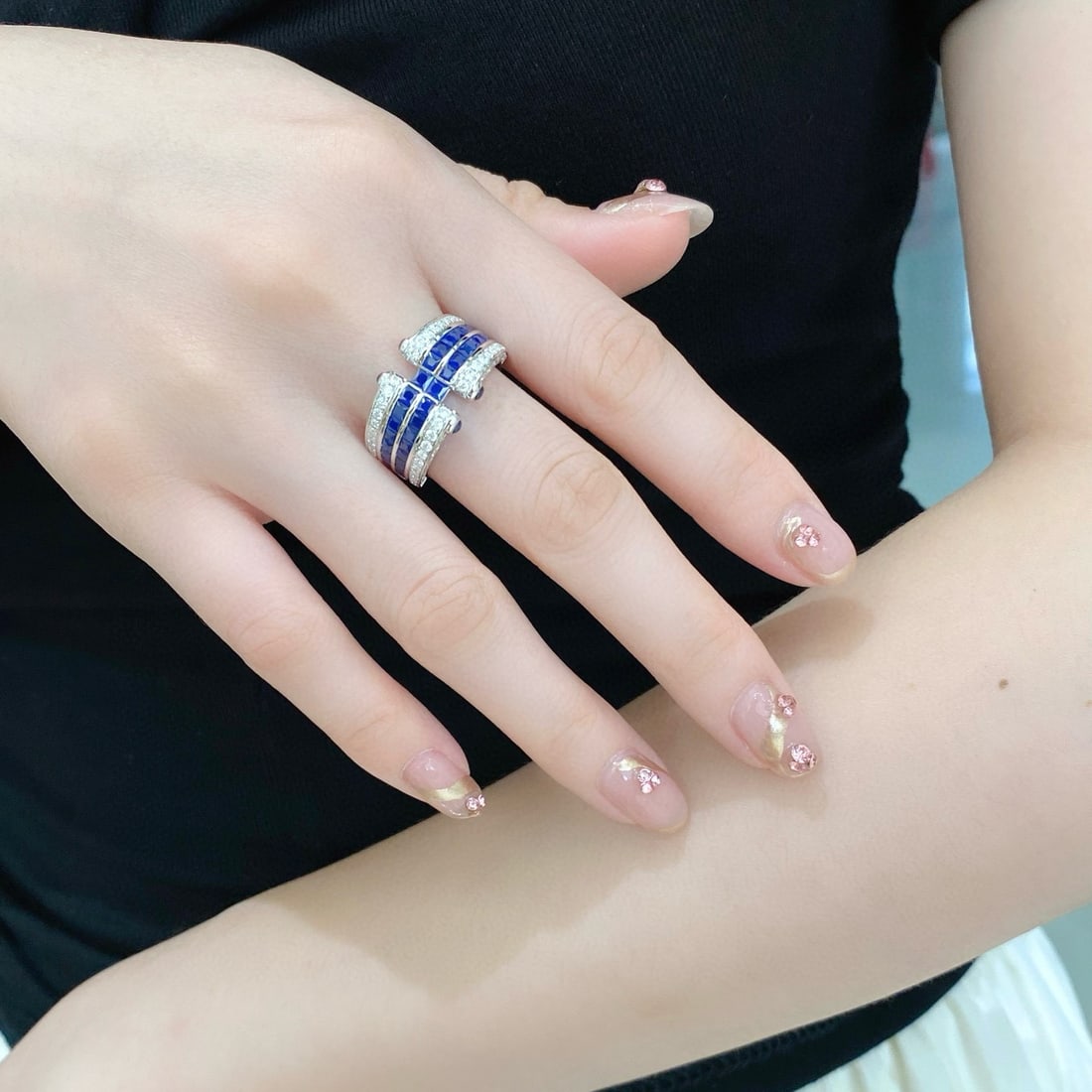 14k Gold 3.04 Ctw Natural Sapphire & Diamond Ring - 4