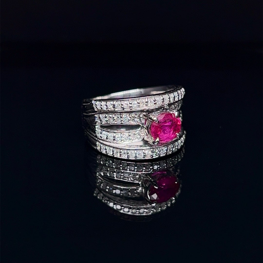 14k Gold 1.71 Ctw Natural Ruby & Diamond Ring - 2