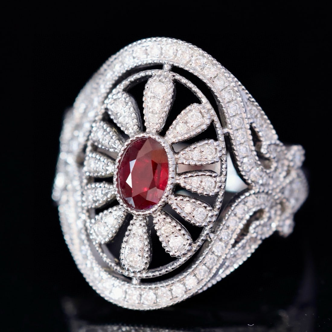 14k Gold 0.94 Ctw Natural Ruby & Diamond Ring - 2