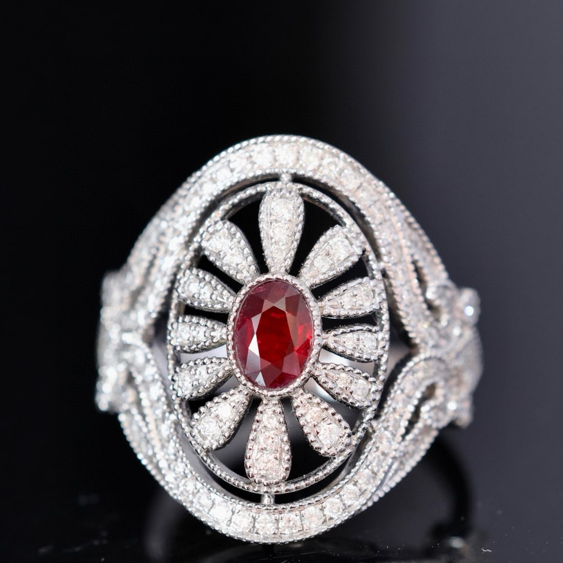 14k Gold 0.94 Ctw Natural Ruby & Diamond Ring - 3