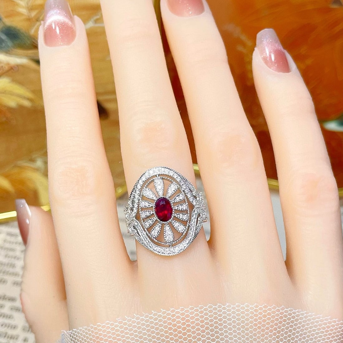 14k Gold 0.94 Ctw Natural Ruby & Diamond Ring - 4