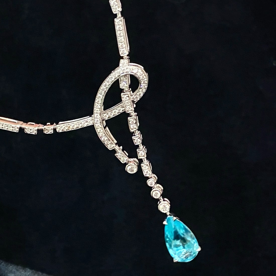 14k Gold 2.62 Ctw Natural Paraiba Tourmaline & Diamond Necklace - 5