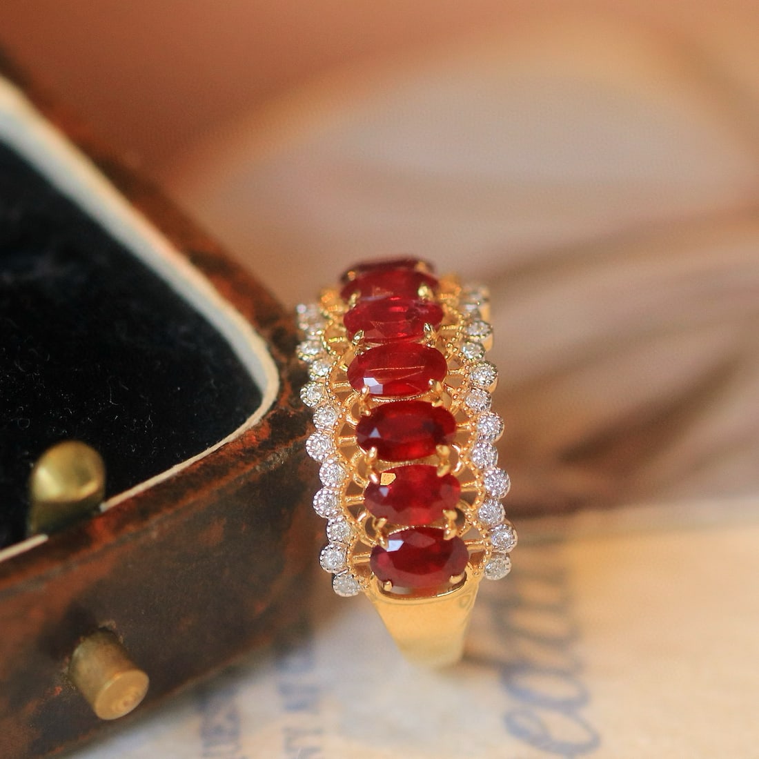 14k Gold 2.82 Ctw Natural Ruby & Diamond Ring - 7