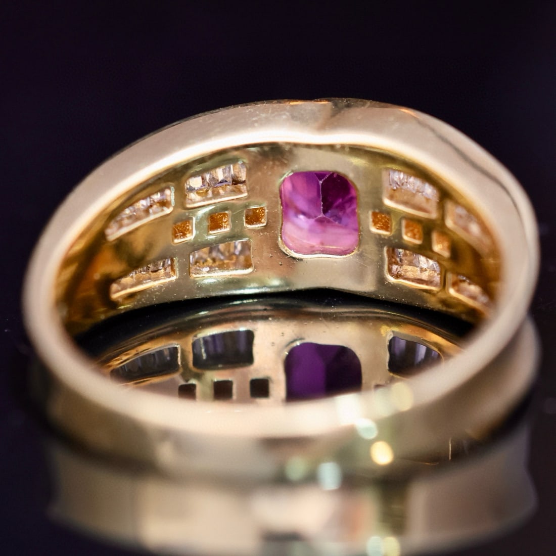 14k Gold 1.67 Ctw Natural Padparadscha Sapphire & Diamond Ring - 4