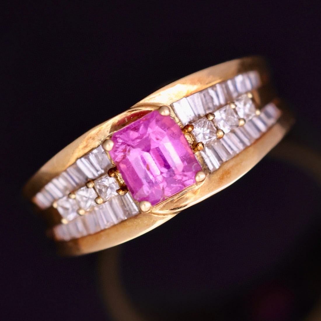 14k Gold 1.67 Ctw Natural Padparadscha Sapphire & Diamond Ring - 5