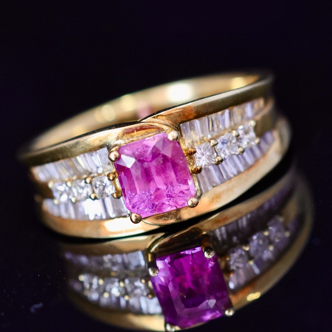 14k Gold 1.67 Ctw Natural Padparadscha Sapphire & Diamond Ring - 6