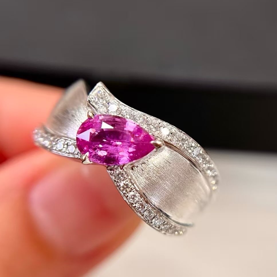 14k Gold 1.29 Ctw Natural Sapphire & Diamond Ring - 4