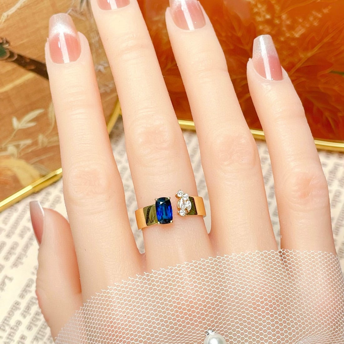 14k Gold 1.14 Ctw Natural Sapphire & Diamond Ring - 2