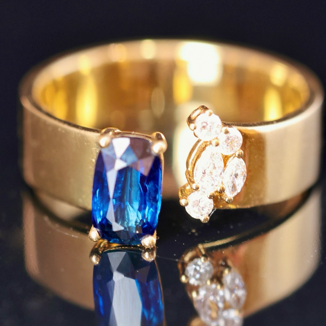 14k Gold 1.14 Ctw Natural Sapphire & Diamond Ring - 4