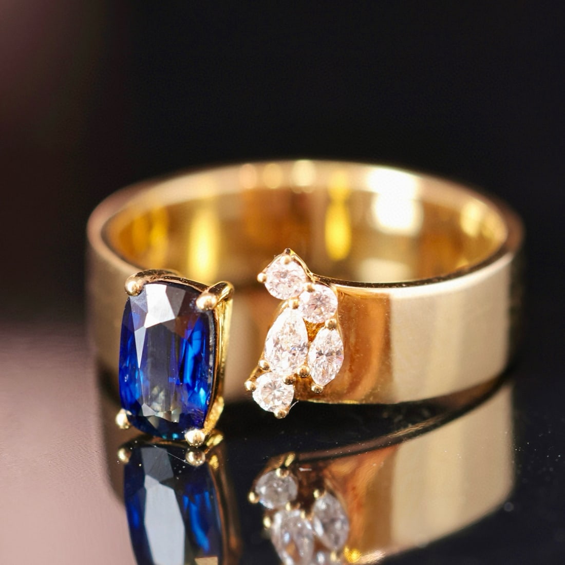 14k Gold 1.14 Ctw Natural Sapphire & Diamond Ring - 5