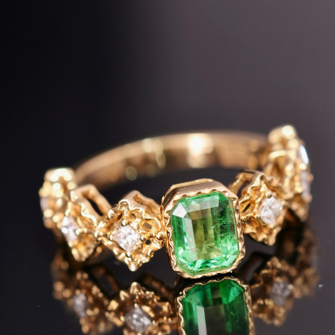 14k Gold 1.15 Ctw Natural Emerald & Diamond Ring - 2