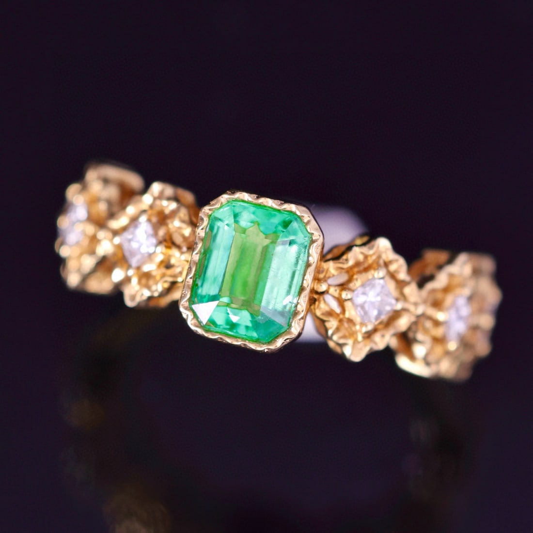 14k Gold 1.15 Ctw Natural Emerald & Diamond Ring - 3