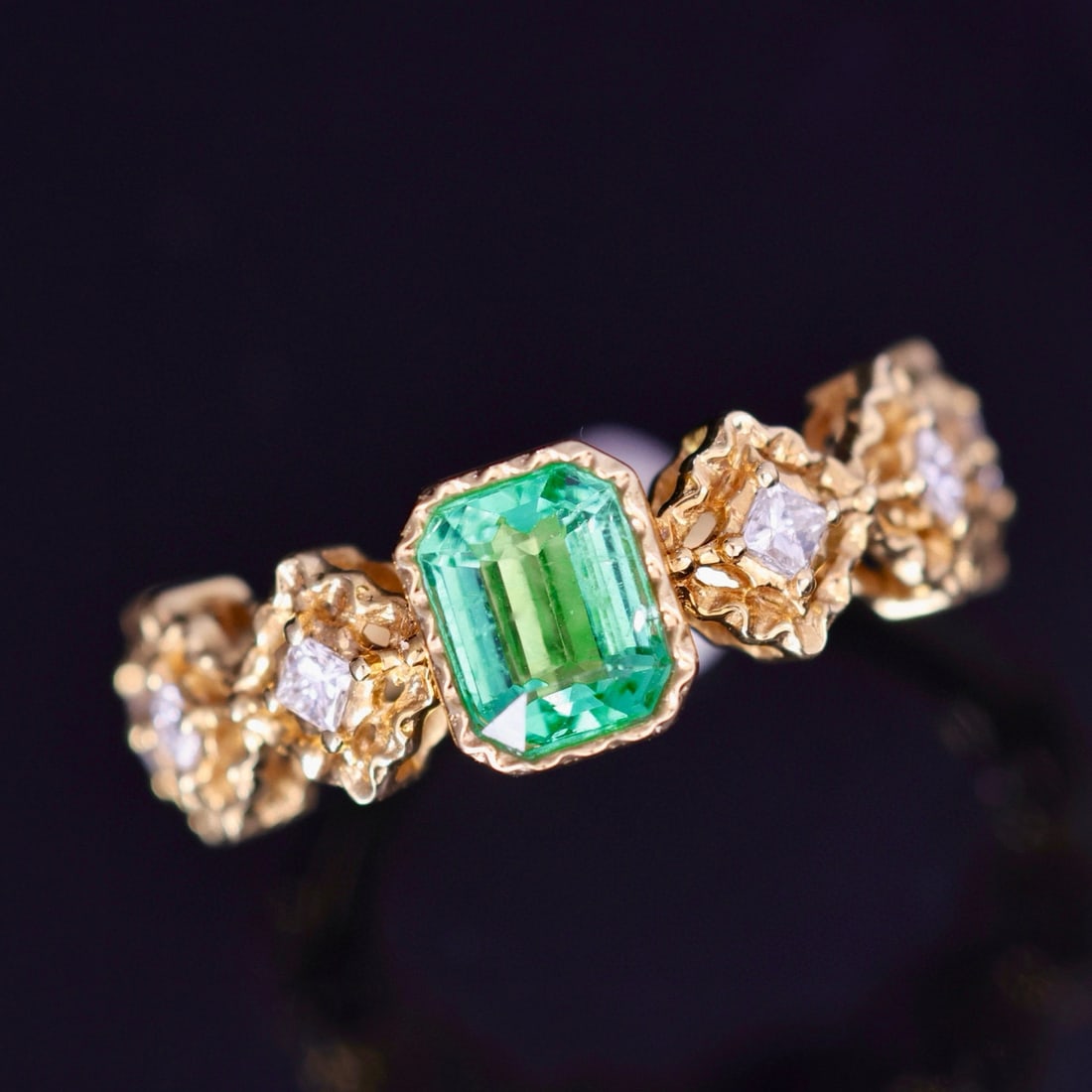 14k Gold 1.15 Ctw Natural Emerald & Diamond Ring - 5