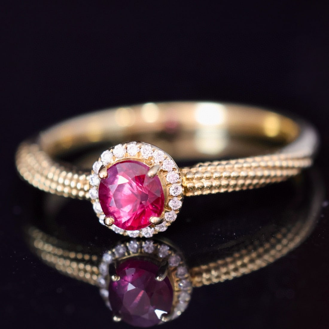 14k Gold 0.53 Ctw Natural Sapphire & Diamond Ring - 4