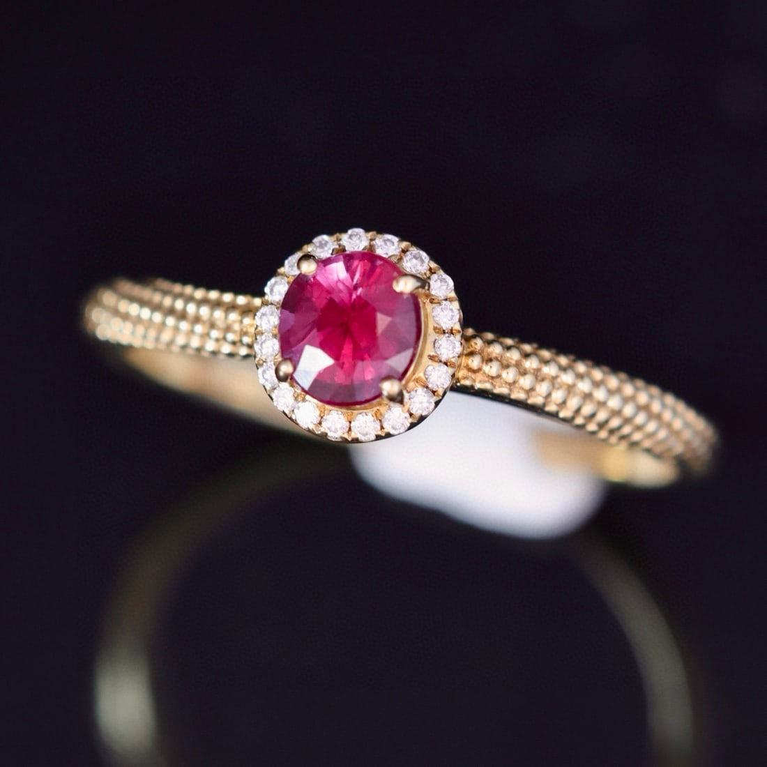 14k Gold 0.53 Ctw Natural Sapphire & Diamond Ring - 5