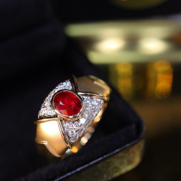 14k Gold 0.99 Ctw Natural Ruby & Diamond Ring (1 of 5)