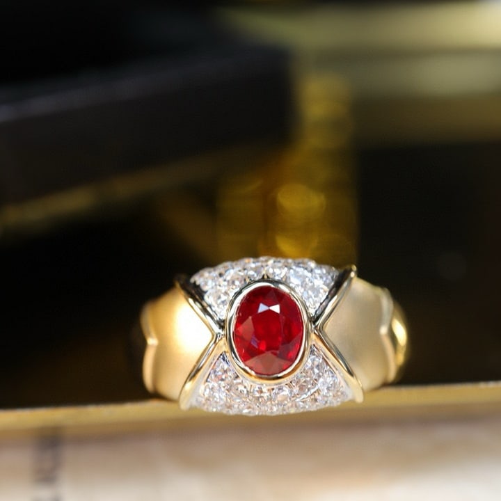 14k Gold 0.99 Ctw Natural Ruby & Diamond Ring - 2