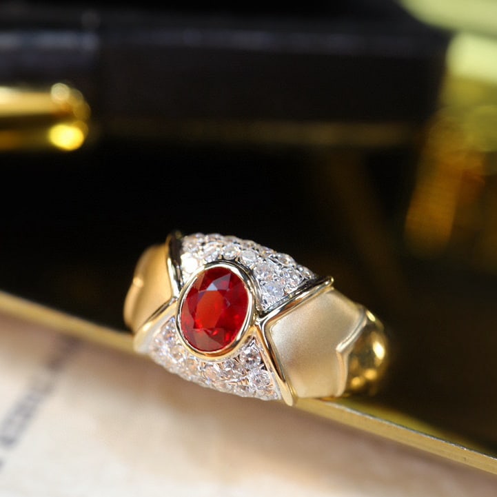 14k Gold 0.99 Ctw Natural Ruby & Diamond Ring - 4