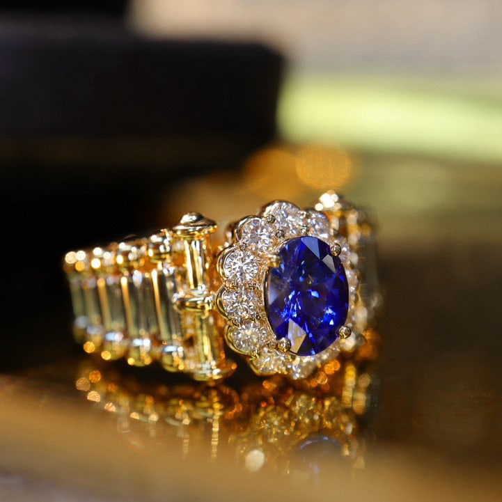 14k Gold 1.18 Ctw Natural Sapphire & Diamond Ring - 3
