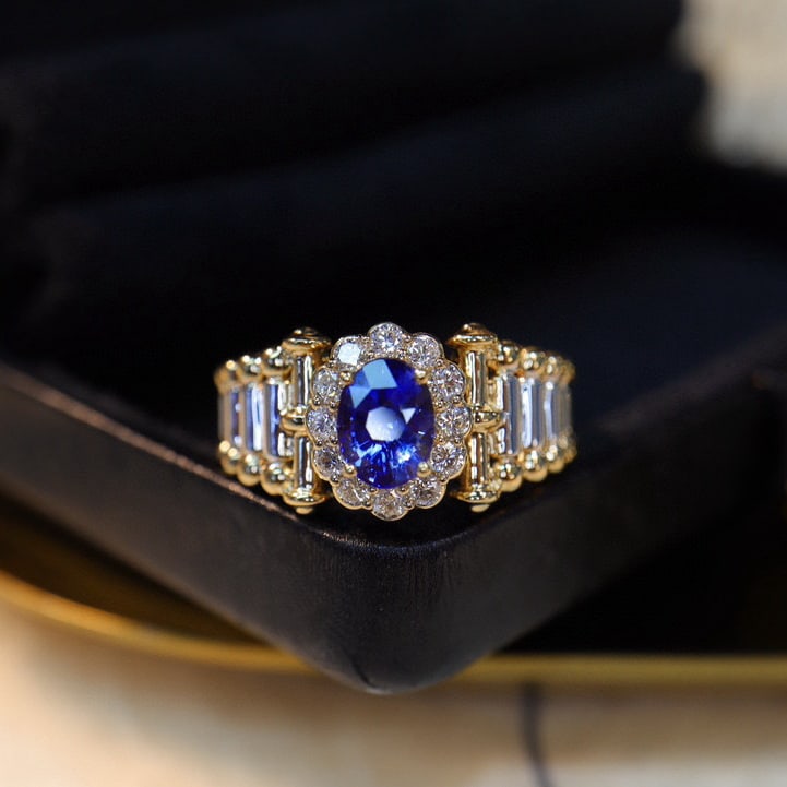 14k Gold 1.18 Ctw Natural Sapphire & Diamond Ring - 4
