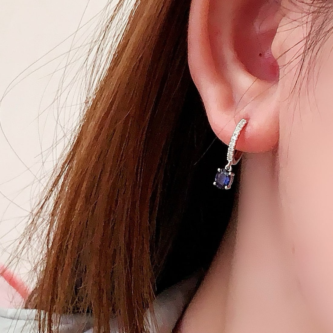 14k Gold 1.03 Ctw Natural Sapphire & Diamond Earrings - 4
