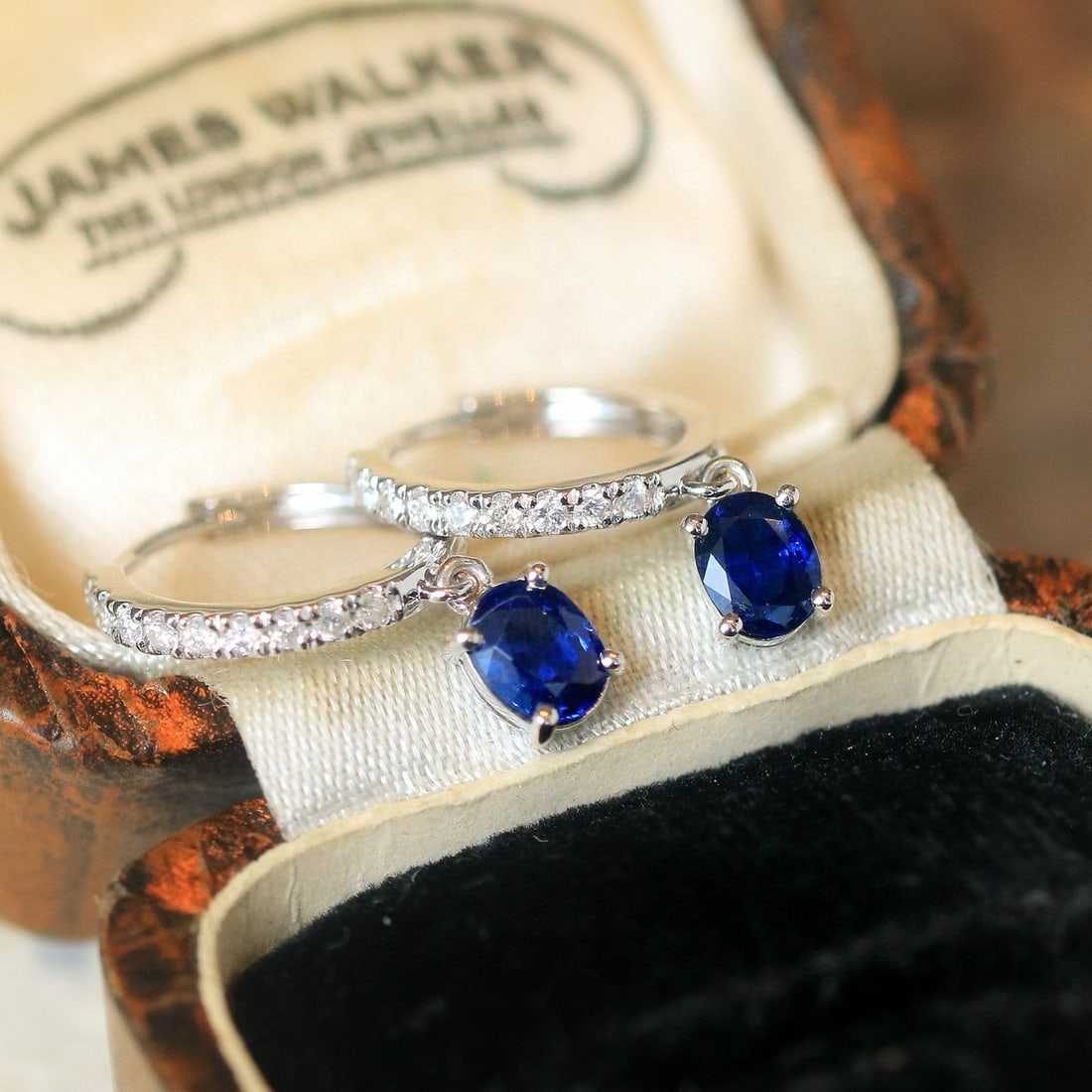 14k Gold 1.03 Ctw Natural Sapphire & Diamond Earrings - 5
