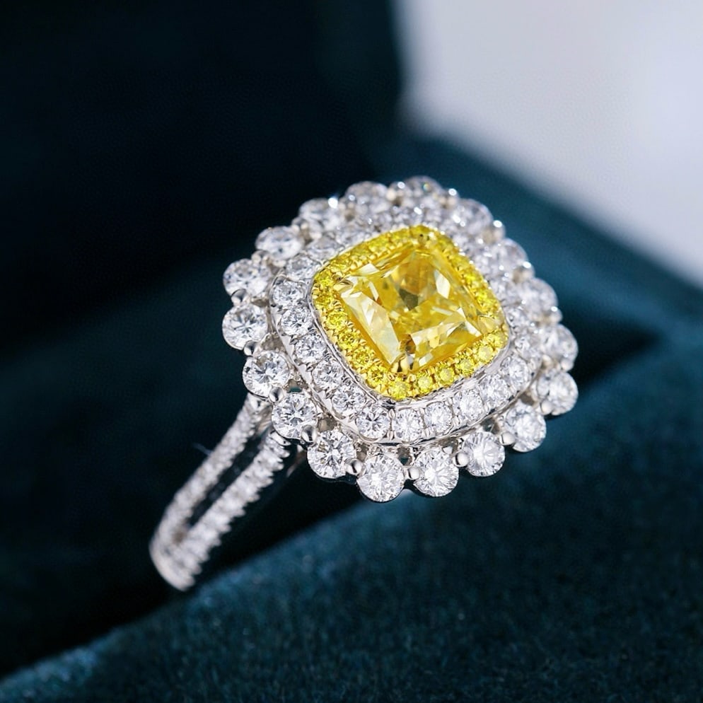 14k Gold 2.04 Ctw Natural Yellow Diamond & Diamond Ring/pendant( Without Chain ) - 4