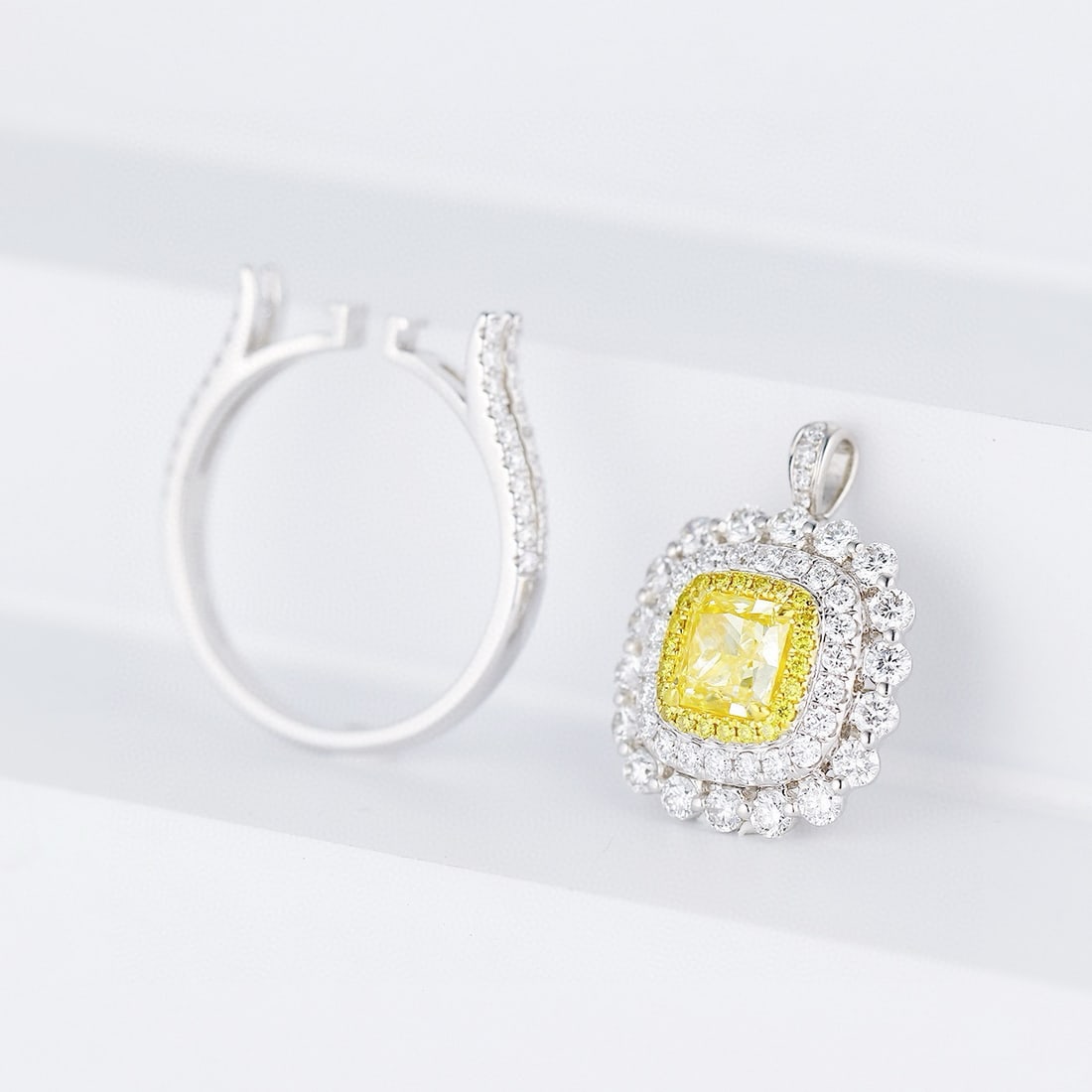 14k Gold 2.04 Ctw Natural Yellow Diamond & Diamond Ring/pendant( Without Chain ) - 6