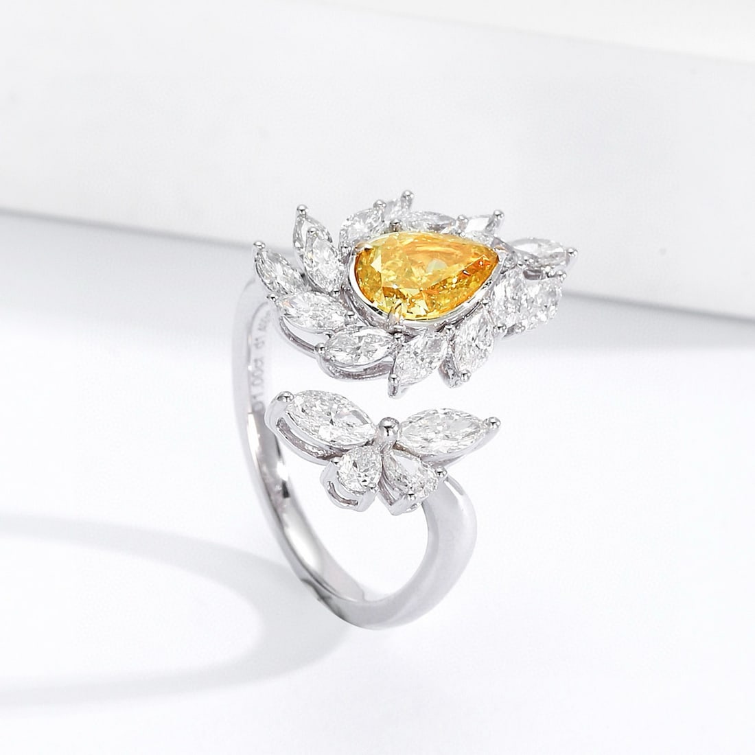 Gia Certified 14k Gold 2.49 Ctw Natural Yellow Diamond & Diamond Ring - 5