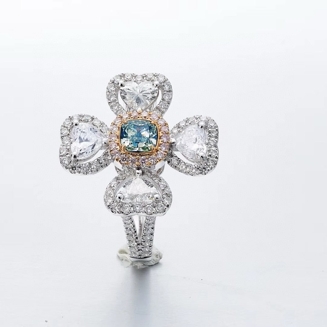 14k Gold 2.63 Ctw Natural Blue Diamond & Diamond Ring - 4